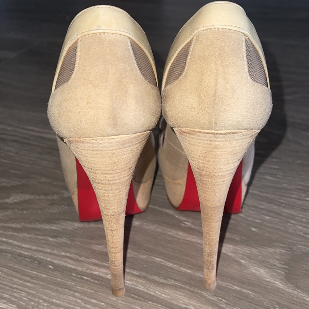 ☀️SOLD☀️Christian Louboutin Mavela Bow Mesh Pump Open Toe Platform Size 36.5 - Picture 12 of 14